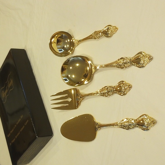 Vintage Royal Sealy Gold Plated 4 pc Hostess Set - Picture 2 of 15